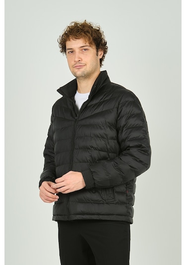 Allegro Erkek Hakim Yaka Fermuar Kapamalı Cep Detaylı Kapitone Şişme Mont 7360 Siyah Siyah