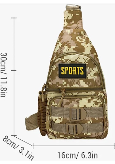 Willowhaven Deniz Mavisi Outdoor Askeri Desenli Spor Çantası, 16x8x30cm, Nylon-polyester, Geniş Hacimli, Bölmeli, Mavi Mavi