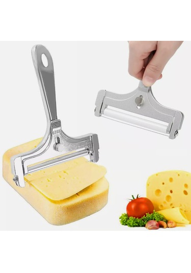 Vkemall El Tutulu Paslanmaz Çelik Peynir Dilimleyici - Kalınlık Ayarlanabilir, Kolay Kullanım, Dayanıklı Tasarım Diğer