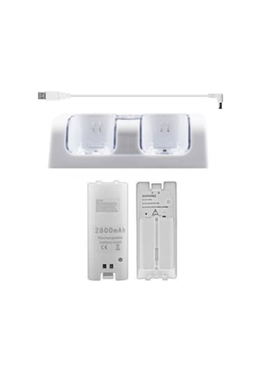 Xiyyadms Wii Kumanda Şarj İstasyonu - 2 Adet 2800mah Pil Ve Hızlı Şarj Desteği Beyaz