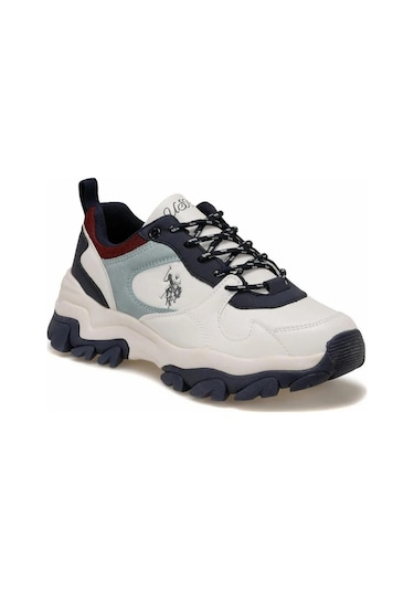 U.s. Polo Assn. Tracky Beyaz Mavi Kalın Taban Kadın Spor Ayakkabı Sneaker Beyaz