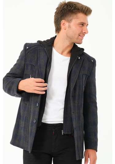 K7532 Dewberry Erkek Kaban-ekose-lacivert Ekose-lacivert