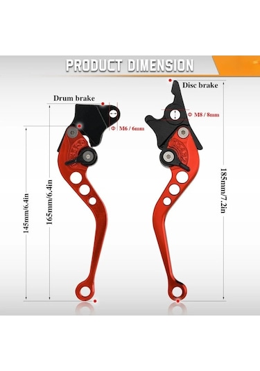 Reedark Motor Güç Kontrol Seti: Sol-sağ Fren Ve Debriyaj Kolu, Çok Seviyeli Ayarlanabilir, Ön Disk-arka Trommel, Kırmızı Kırmızı