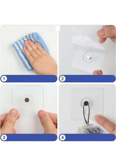 Yapışkanlı Hanger Vidasız Eşya Ürün Taşıma Askılık 5 Adet-al4344 Şeffaf