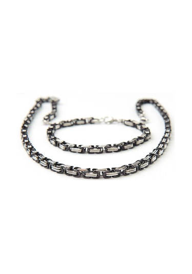 Çelik Zincir Kolye Bileklik Set Erkek Takı Aksesuar K24 T5 Çelik