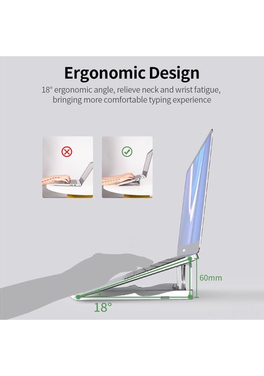 Geeroyoo Alüminyum Allow Kollapsible Bilgisayar Standı - Yükseklik Artırıcı, Taşınabilir Tablet/dizüstü Tutucu, Gri Renk