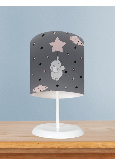 Mekta Home Bebek Ve Çocuk Odası Seksekli Uçan Fil Desenli Abajur