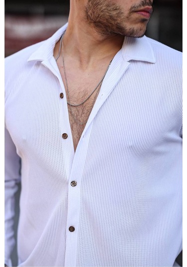 Tex Republic Erkek Beyaz Fitilli Ottoman Gömlek Beyaz