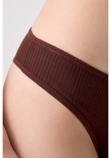 Kadın Pamuklu Ve Likralı Fitilli Kaşkorse Brezilya Külot 5'li Paket-2 Çok Renkli 2 Çok Renkli