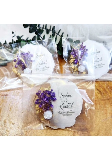 Poşetli Epoksi Magnet 45 Adet Söz Nişan Nikah Kına Düğün Hediyeli