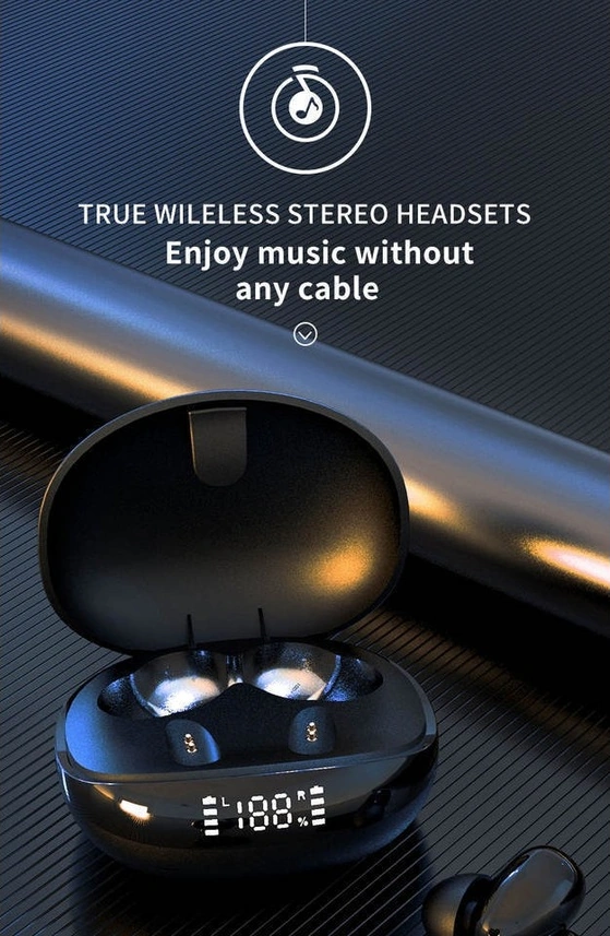 Fortunelane Siyah Uzun Kullanım Süresi Bt5.3 Kulaklıklar - 300mah Şarj Kutusu İle 4-5 Saat Çalma Süresi