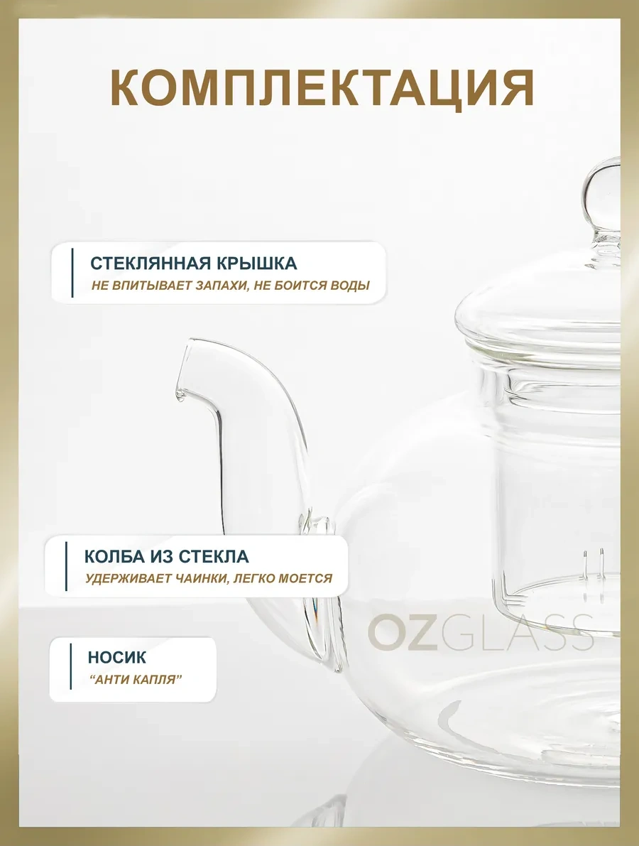 Ozglass Cam Demlik, 800 Ml 95750646 Beyaz