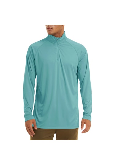 Tacvasen Erkek Anti-uv Güneş Korumalı Uzun Kollu Zip T-shirt Yaz Golf Egzersiz Özbekistanbejerkek Bej