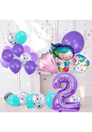 2 Yaş Deniz Kızı Temalı Doğum Günü Parti Kutlama Seti Konsept 2