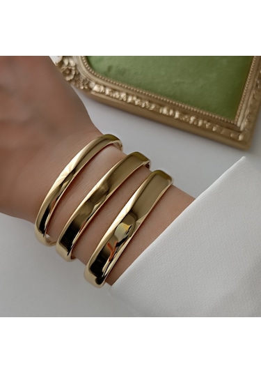 Lente Aksesuar Xuping Gold Ajda Model Kelepçe Bilezik 5mm Altın - Gold