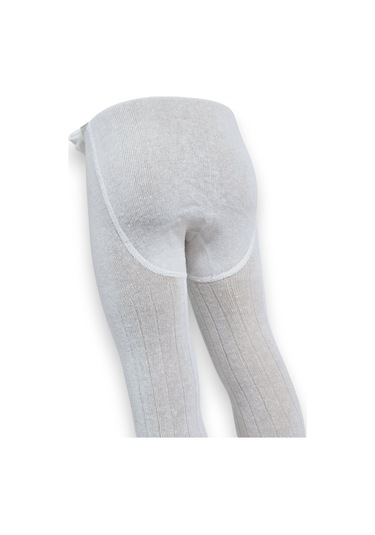 Çizgili Pamuklu Çocuk Külotlu Çorap Krem