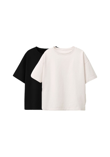 Zuzunga Basic 2'li Unisex Bisiklet Yaka T-shirt Siyah- Beyaz Siyah