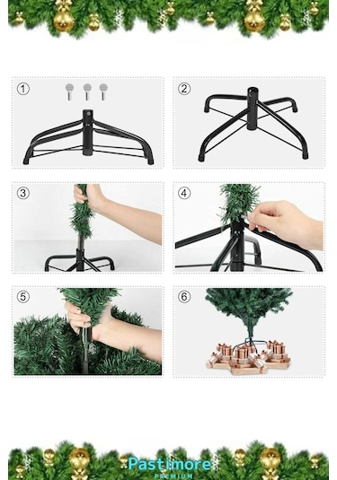 Süsleme Seti Yılbaşı Çam Ağacı Renkli Işığı Ve Yeni Yıl Süsleri Noel Paketi 180 Cm 500 Dal