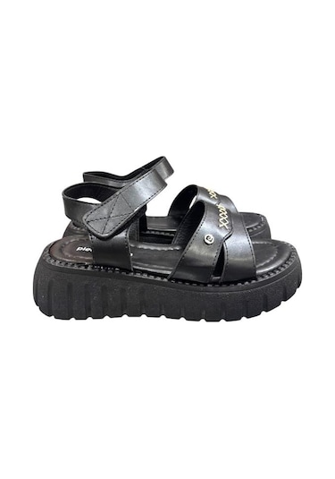 Pierre Cardin Dolgu Topuk Anatomik Taban Bayan Sandalet Siyah