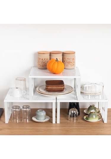 Porsima Org-01 3 Lü Raf Düzenleyici Dolap İçi Düzenleyici Raf Beyaz