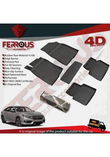 Honda Civic Sedan 4d Havuzlu Paspas 2016 Ve Üstü Siyah