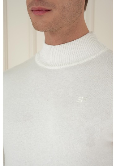 Tr 876 Slim Fit Ekru Klasik Triko Ekru