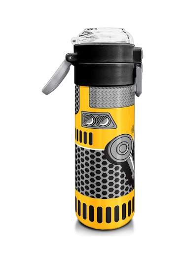 Coral High Kids Sarı Siyah Robot Desenli Pipetli Ve Direkt İçim Çelik Termos 500 Ml 31862 Sarı - Siyah