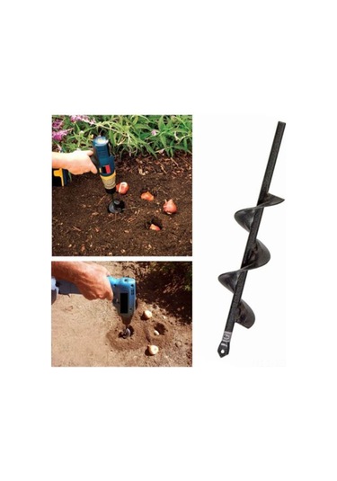 Geeroyoo Bahçe Çimdik Makinası İçin Çelik Heliks Matkap Ucu - 8x25 Cm Yuvarlak Saplı Fide, Lale, Çalı Ekim Ve Kök Kaldırma Aleti