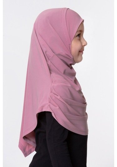 Pudra Pratik Hazır Geçmeli Çocuk Tesettür Bone Sandy Kumaş Kendin Pudra