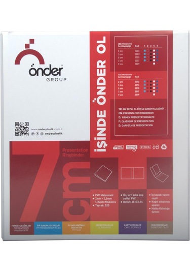 Önder 4 Halkalı Klasör Pvc Cepli 7 Cm - Beyaz Beyaz