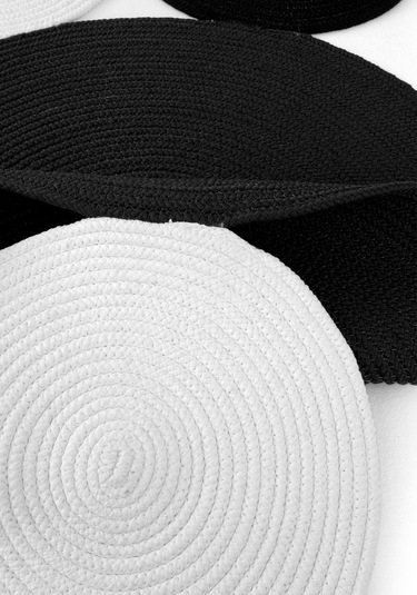 Cool Halı Luke 849 Siyah Beyaz Oval Halı Paspas Bohem Örgü Hasır Kilim Mutfak Balkon Banyo Halısı