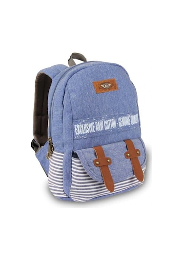 Alone Mavi Beyaz Koton Sırt Çantası Bayan Mini Çanta