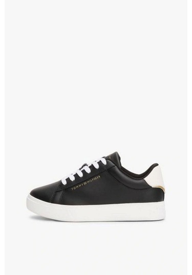 Kadın Essential Metalik Deri Kort Ayakkabısı - Siyah-6113 Siyah