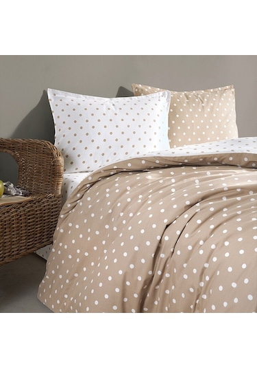 Coté Blanc Dots Capuccino %100 Pamuk Tek Kişilik Nevresim Takımı