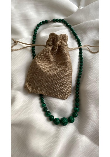 İlknur Doğal Taş Evi Malahit Kolye Zümrüt Yeşili