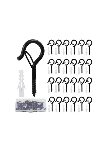 Skycity Siyah Nikel Q Tipi Yaya Kanca, 10kg Yük Kapasitesi, Kayıp Engelleme Sigorta Kanca, 25 Adet Bitki/armatür Kolu Diğer