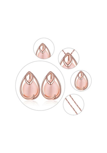 Su Damlası Şekli Sahte Opal Kolye Kolye Küpe Düğün Gelin Takı Seti Çok Renkli