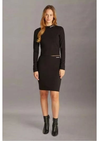 Calvin Klein Mılano Logo Elastıc Skırt Siyah