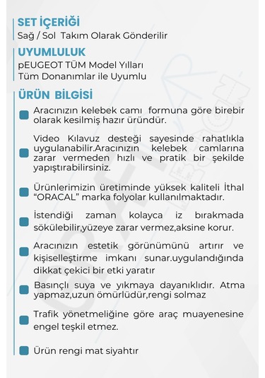 Peugeot 408 Uyumlu Kelebek Cam Sticker Set - Logolu