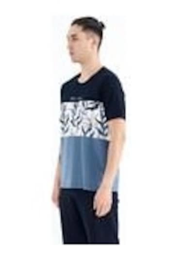 Tommy Lıfe Saks Renk Geçişli Baskı Detaylı O Yaka Standart Kalıp Erkek T-shirt - 88177 T11er-88177 001