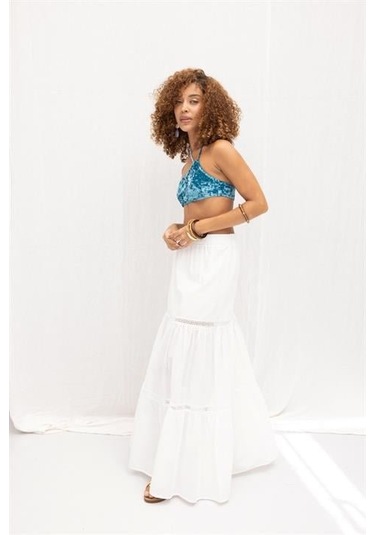 Annie Brode Şerit Detaylı Etek 4036 Beyaz