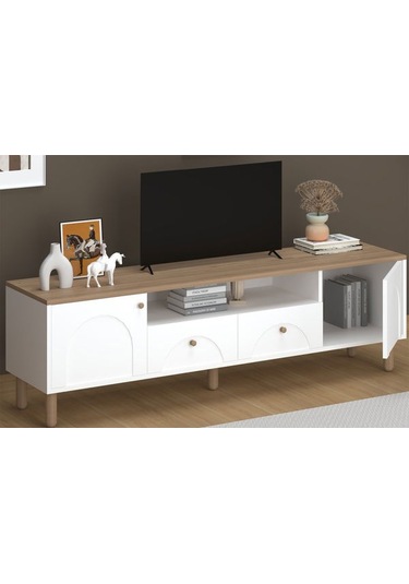 Just Home 2 Kapak 2 Çekmeceli Bohem Tv Ünitesi - Beyaz / Sepet - 55x44x180 Cm Beyaz / Sepet Just Home 2 Kapak 2 Çekmeceli Bohem Tv Ünitesi - Beyaz / Sepet - 55x44x180 Cm Beyaz / Sepet