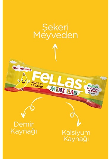 Fellas Muz ve Kakaolu Mini Kids Bar 12 x 28 G