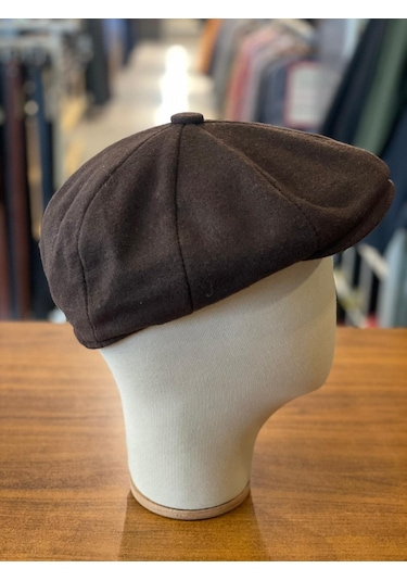 Hamze Peaky Blinders Tarz İngiliz Model Kaşe Kumaş Kasket Şapka Kahverengi