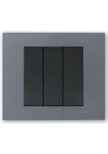 Ovivo Grano Metalik Üçlü Anahtar Siyah + Füme Çerçeve