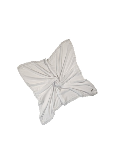 Mim Eşarp - Enba Pamuklu İğne Oyalı Namaz Ve Mevlüt Örtüsü 110x110 Cm - Beyaz, 110x110 Cm