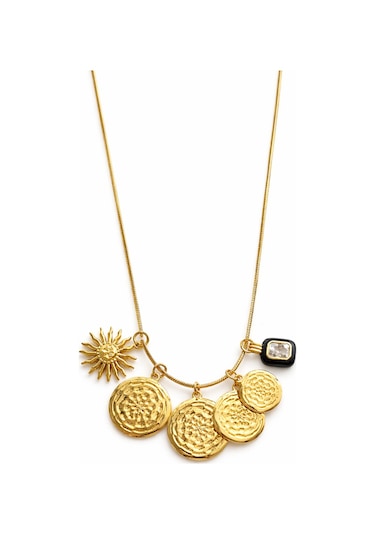 Çoklu Charm Kolye Rose Gold - Siyah