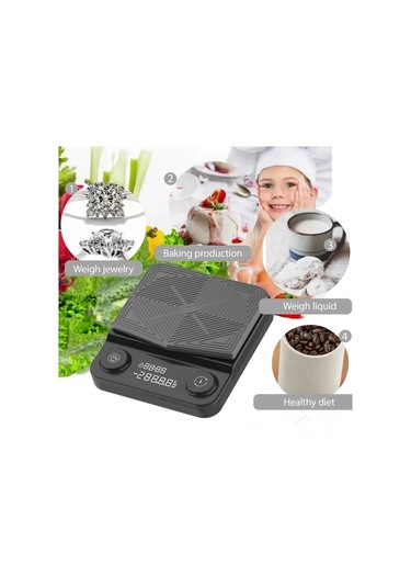 Oldfriend Caıjıa Hassas Mutfak Terazisi 0.1g Mini Digital Kahve Terazisi Zamanlayıcılı Siyah 6.61lb Siyah 6.61lb/0.1g
