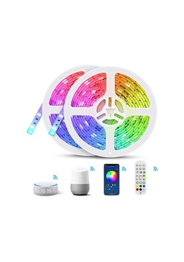 Soulader Su Geçirmez Rgb Led Şerit Işığı - 5 Metre Akıllı Işık Bandı Uzaktan Kumandalı Beyaz