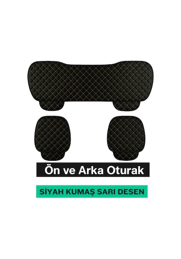 Audi Q3 Uyumlu 3 Parça Kapitone Kumaş Minder Siyah Sarı